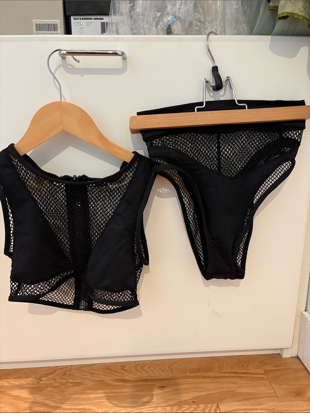 Black Mesh Bralette & High-Waist Brief Set - Women swimsuit